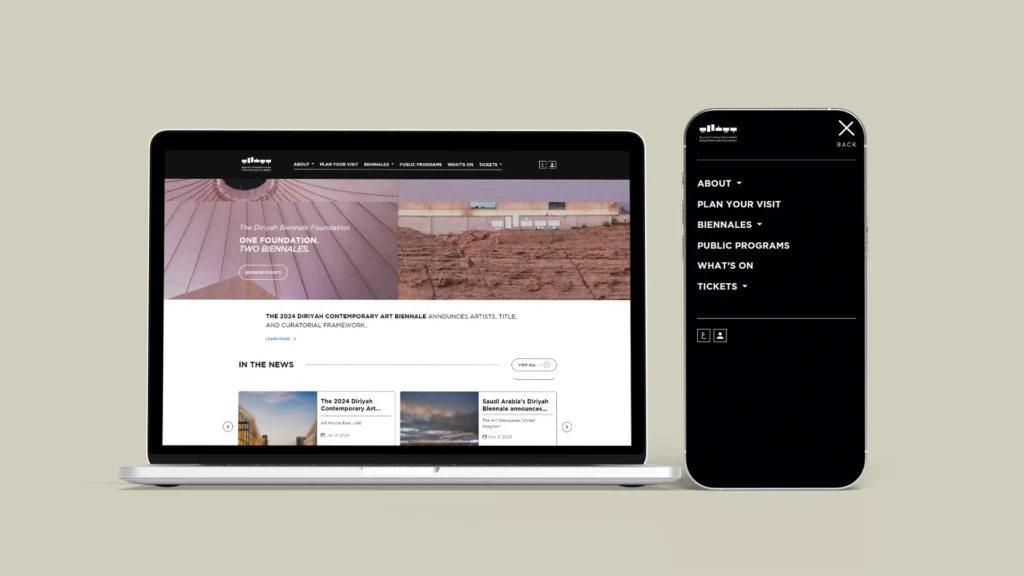 website design portfolio for Diriyah Biennale Foundation
